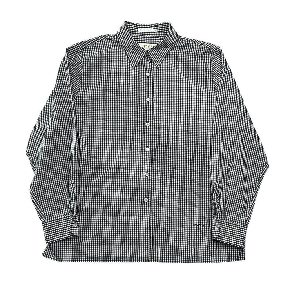 Orvis Men's Size 17" Black & White Check Button Down Shirt